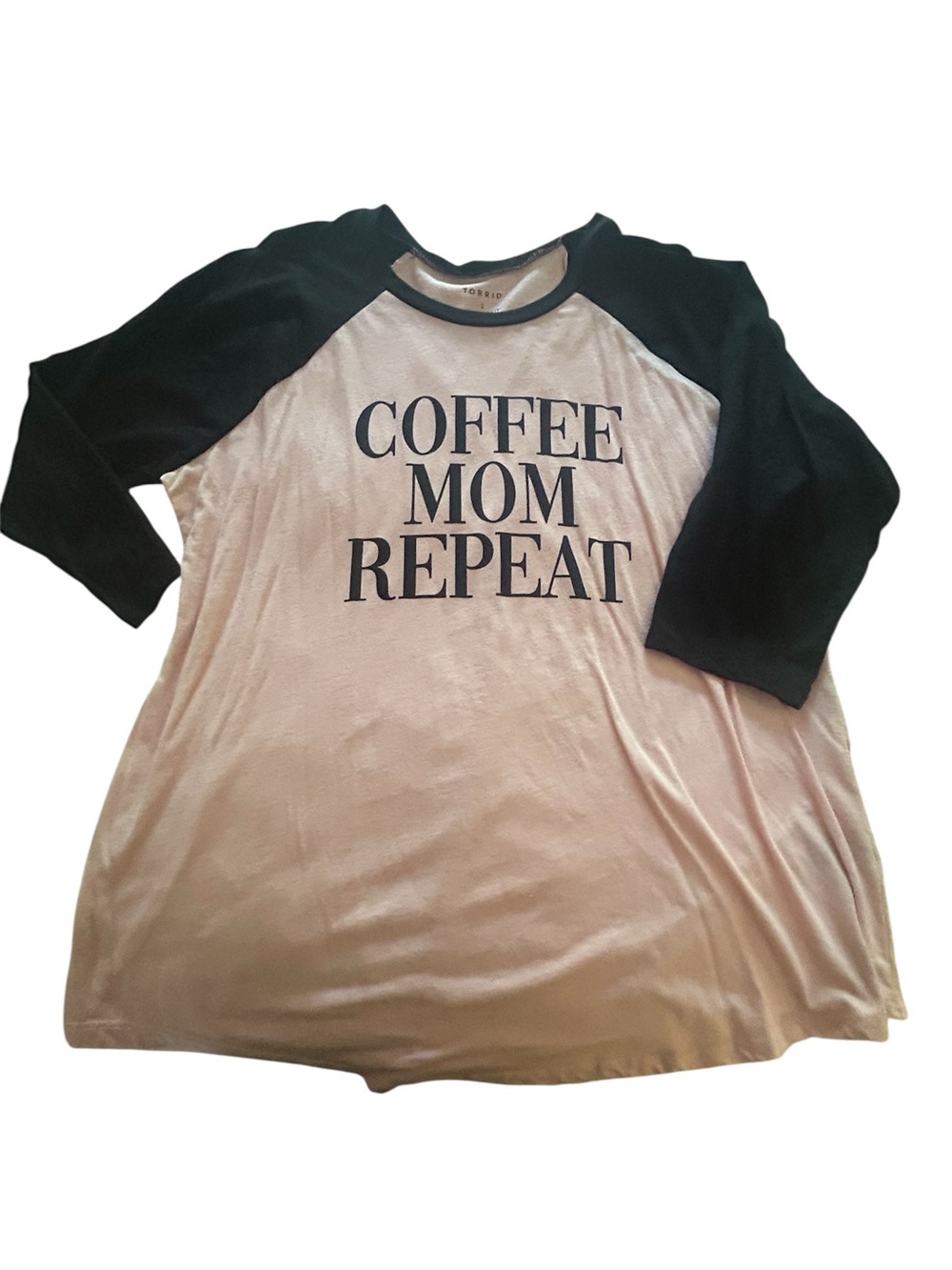 torrid Coffee Mom Repeat Raglan Tee - Black & light pink